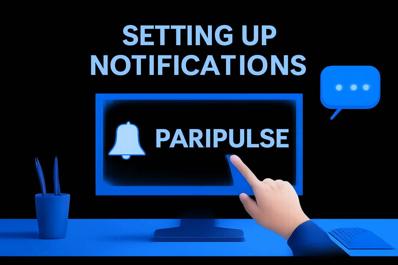 Informational scene illustrating the process of setting up Paripulse notifications.