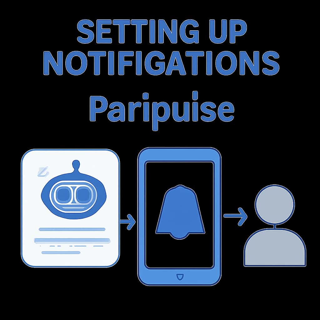 Illustration detailing the steps to set up notifications in Paripulse.